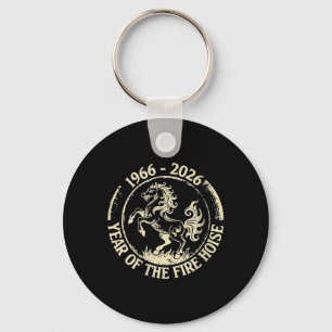 Womens 1966-2026 Year of The Fire Horse Zodiac Key Ring