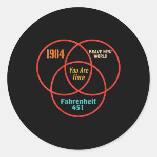 Womens 1984 Brave New World You Are Here Fahrenhei Classic Round Sticker