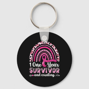 Womens 1 Year Breast Cancer Survivor Awareness Pin Key Ring