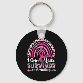Womens 1 Year Breast Cancer Survivor Awareness Pin Key Ring