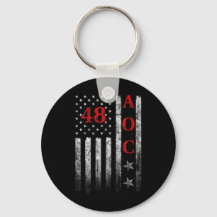 Womens 2028 Aoc President American Flag Vintage Fa Key Ring