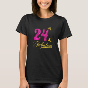 Womens 24 And Fabulous Diamond Crown Happy 24th Bi T-Shirt