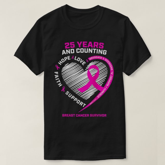 Womens 25 Year Survivor Gifts Grandma Mum Breast C T-Shirt (Design Front)
