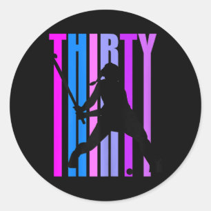 Womens 30th Birthday Field Hockey Player Sports Gi Classic Round Sticker
