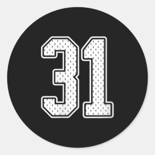 Womens #31 White Vintage Number 31 Srts Fan Jersey Classic Round Sticker