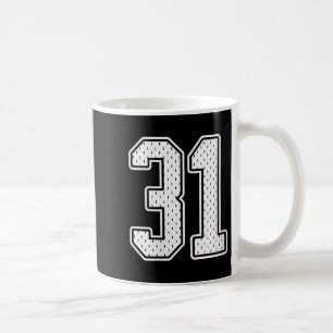 Womens #31 White Vintage Number 31 Srts Fan Jersey Coffee Mug
