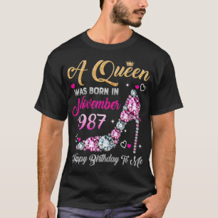 Womens 33 Birthday Queen November 1987 Happy Birth T-Shirt