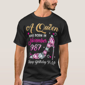 Womens 33 Birthday Queen November 1987 Happy Birth T-Shirt