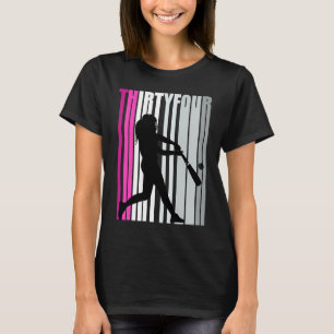 Womens 34th Baseball Birthday Softball Queen Base  T-Shirt