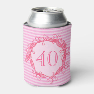 Women's 40th Birthday Beautiful Pink Swirly Can Cooler
