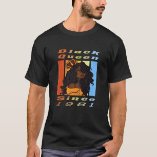 Womens 40Th Birthday Black Queen Since 1981 Africa T-Shirt