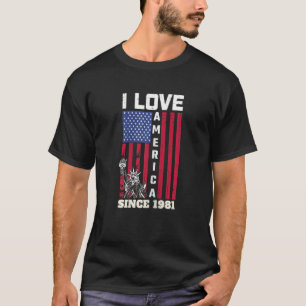 Womens 41tth Birthday I Love America Since 1981 U T-Shirt