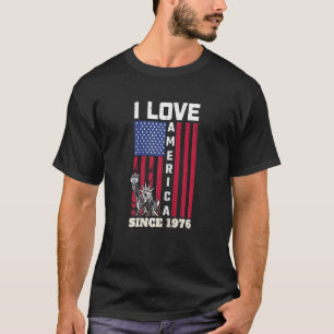 Womens 46tth Birthday I Love America Since 1976  U T-Shirt