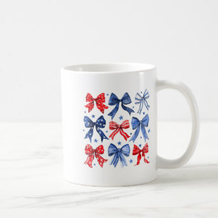 Womens 4th Of July Coquette Bow Ribbon Red White A Coffee Mug