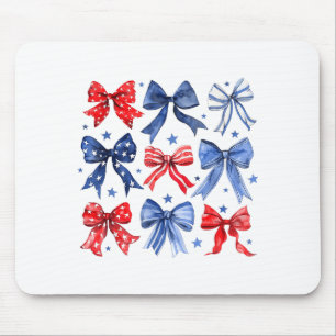 Womens 4th Of July Coquette Bow Ribbon Red White A Mouse Pad