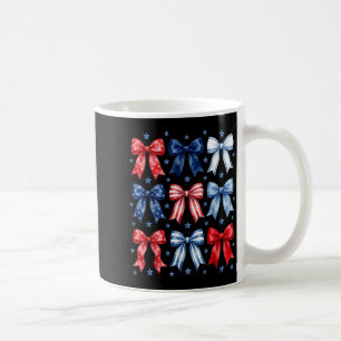 Womens 4th of july coquette bow ribbon red white coffee mug