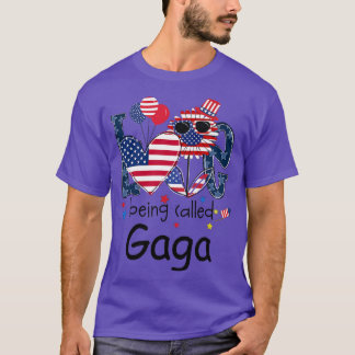 Womens 4th of July Love Being Called Gaga Sunflowe T-Shirt