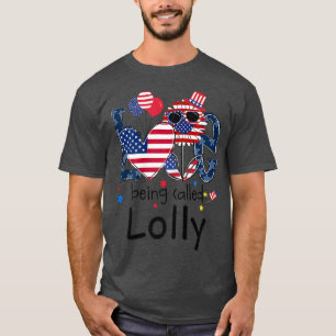 Womens 4th of July Love Being Called Lolly Sunflow T-Shirt