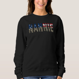 Womens 4th Of July Nannie Patriotic Flag Leopard I Sweatshirt