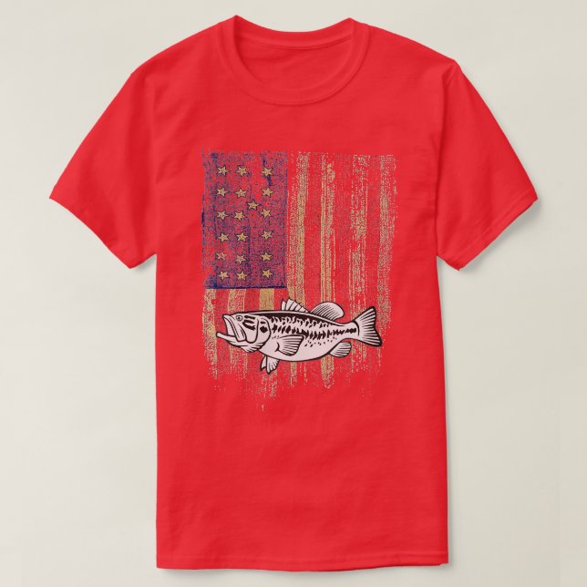Womens 4th of July Patriotic Bass Fishing American T-Shirt (Design Front)