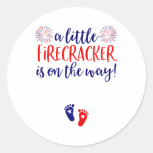 Womens 4th Of July Pregnancy Announcement Shirt Co Classic Round Sticker
