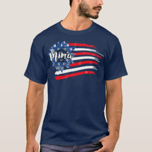 Womens 4th of July Sunflower Mima American Flag Pr T-Shirt