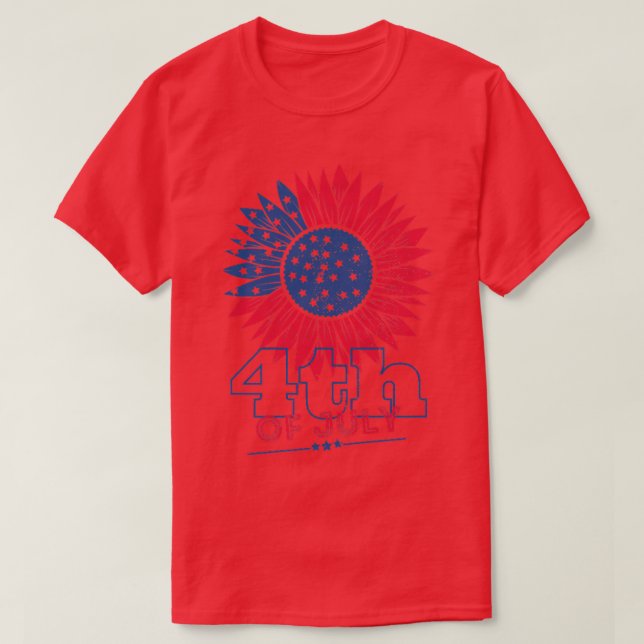 Womens 4th Of July USA Flag Sunflower Design Ameri T-Shirt (Design Front)