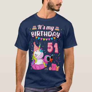 Womens 51st Birthday Unicorn Duck Swimming Pool 51 T-Shirt