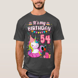 Womens 54th Birthday Unicorn Duck Swimming Pool 54 T-Shirt