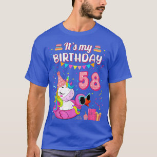 Womens 58th Birthday Unicorn Duck Swimming Pool 58 T-Shirt