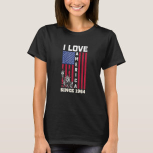Womens 58tth Birthday I Love America Since 1964  U T-Shirt