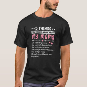 Womens  5 Things About My Mama Best Grandma Ever M T-Shirt