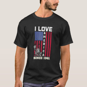 Womens 61tth Birthday I Love America Since 1961  U T-Shirt
