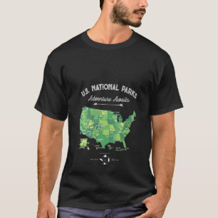 Womens 62 National Parks Map Us Park Vintage Camp T-Shirt