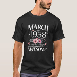 Womens 64 Year Old Made In March 1958 Floral 64Th T-Shirt