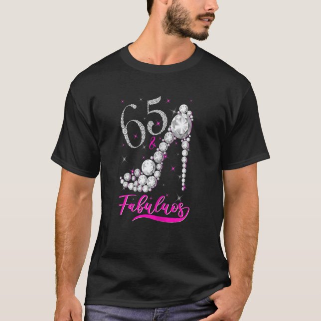 Womens 65 Years Old Fabulous Diamond Crown Shoes 6 T-Shirt (Front)