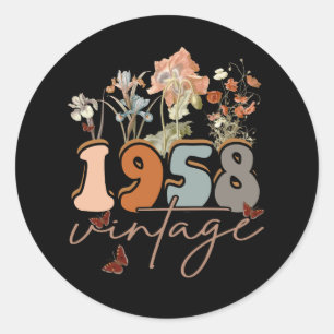 Womens 65 Years Old Vintage 1958 65th Birthday Tee Classic Round Sticker