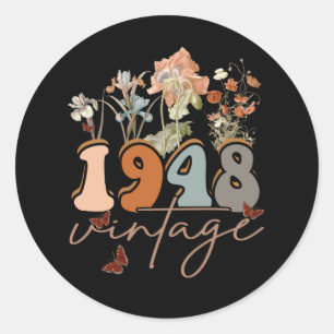 Womens 75 Years Old Vintage 1948 75th Birthday Tee Classic Round Sticker