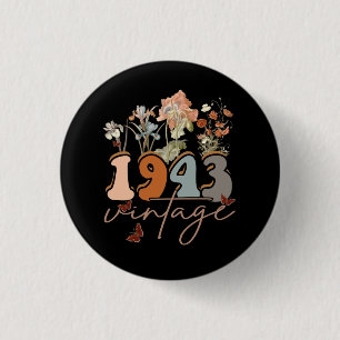 Womens 80 Years Old Vintage 1943 80th Birthday Tee 3 Cm Round Badge