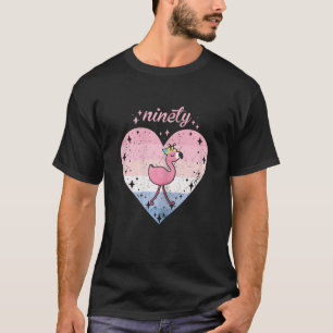 Womens 90 Year Old Cute Flamingo Birthday Girl 90t T-Shirt