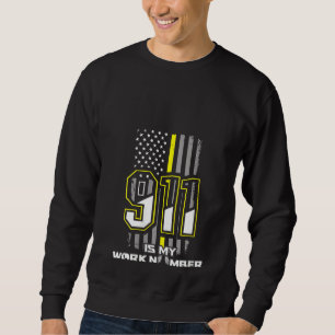Womens 911 Dispatcher My Work Number Thin Yellow L Sweatshirt