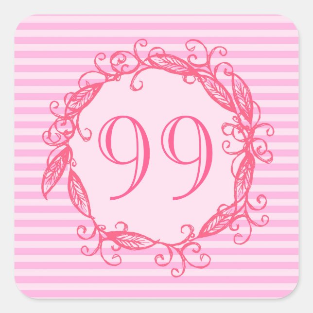 Women's 99th Birthday Beautiful Pink Swirly Square Sticker (Front)