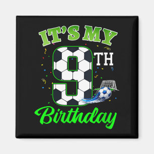 Womens 9th Birthday Football Boy Girl Kids Soccer Magnet