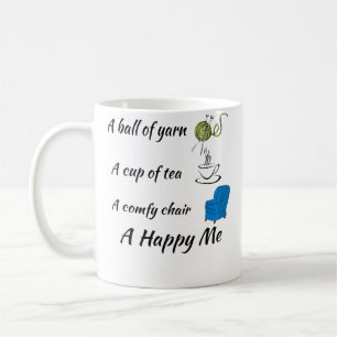 Womens A Ball Of Yarn Cup Of Tea Comfy Chair Happy