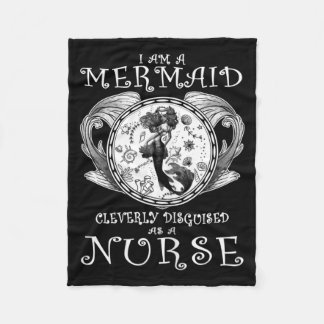 Womens A Mermaid Cleverly Disguised As A Nurse Fleece Blanket