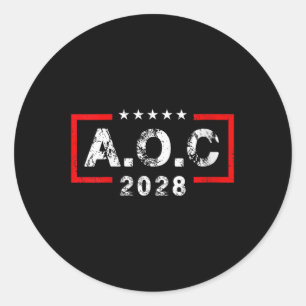 Womens A.o.c Alexandria Ocasio Cortez 2028 For Pre Classic Round Sticker