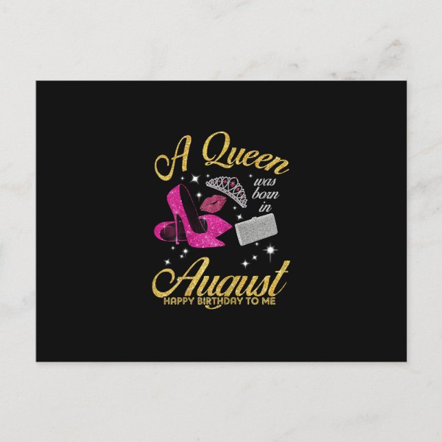 Womens A Queen Was Born In August Birthday Gift Announcement Postcard (Front)