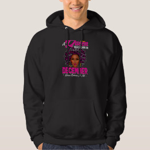 Womens A Queen Was Born In December Black African Hoodie