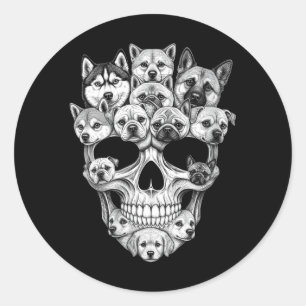 Womens A Skull But Dogs Dog Skeleton Halloween Dog Classic Round Sticker