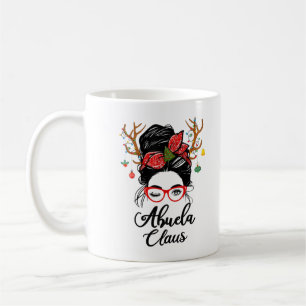 Womens Abuela Claus Messy Bun Wink Eye Christmas F Coffee Mug